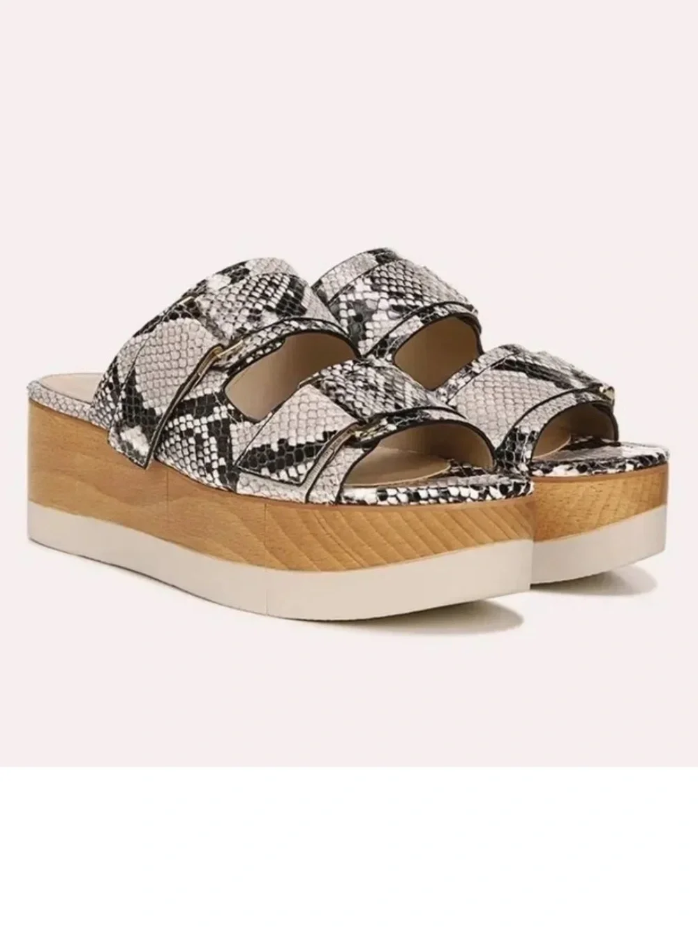 Veronica Beard Snake Print Leather Platform Sandals